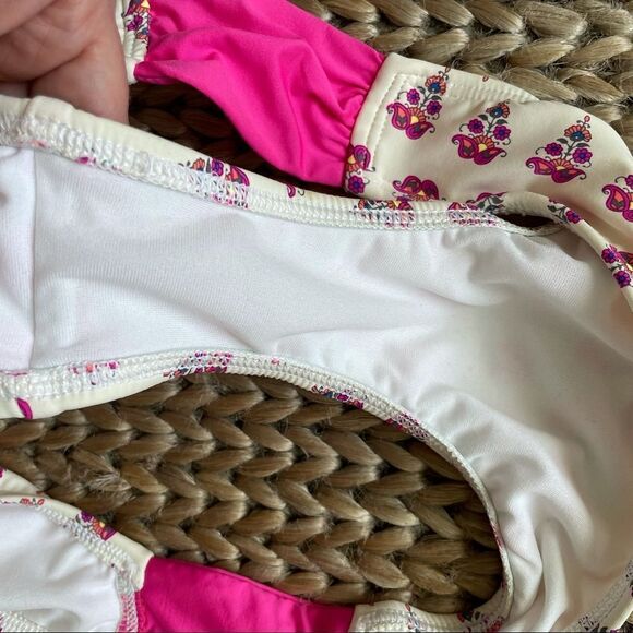 NWT Gianni Bini Diamond Border Pink and White Bikini Bottom Large - Picture 2 of 8